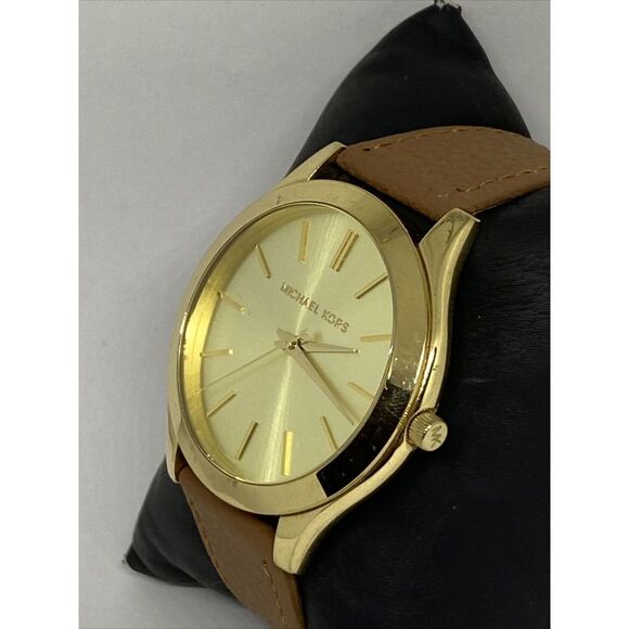 Michael Kors Runway MK3179 Men's Brown Leather Analog Dial Quartz Watch EY653 - Picture 4 of 12